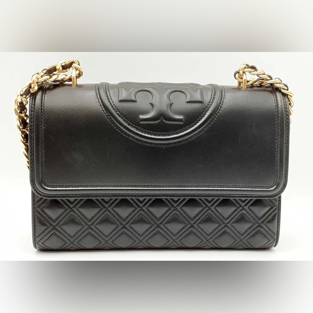 Tory Burch Black Leather Fleming Convertible Shoulder Bag